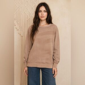 Rudy Jude Organic Cotton Sweatshirt Tan Tie Dye Crew Neck Size 2 Boho Hippie